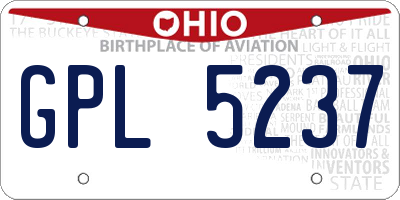 OH license plate GPL5237