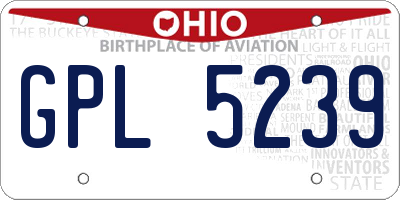 OH license plate GPL5239