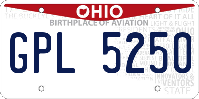 OH license plate GPL5250