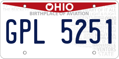 OH license plate GPL5251