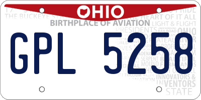 OH license plate GPL5258