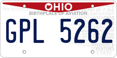 OH license plate GPL5262