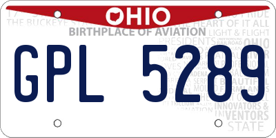 OH license plate GPL5289