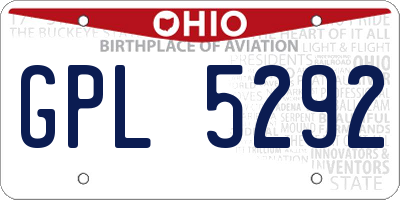 OH license plate GPL5292