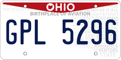 OH license plate GPL5296