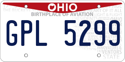 OH license plate GPL5299