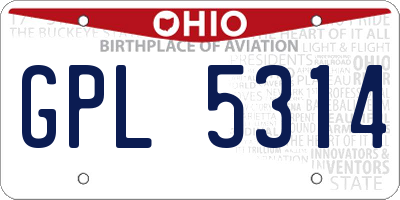 OH license plate GPL5314