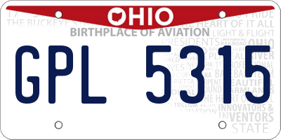 OH license plate GPL5315