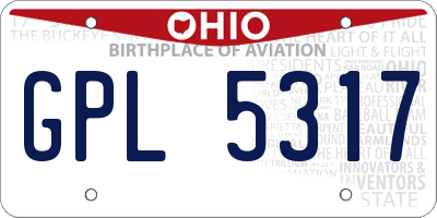 OH license plate GPL5317
