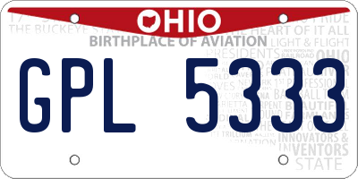 OH license plate GPL5333