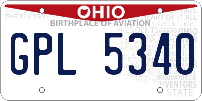 OH license plate GPL5340