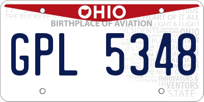 OH license plate GPL5348