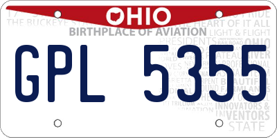 OH license plate GPL5355