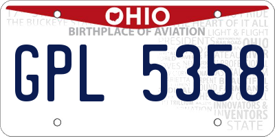 OH license plate GPL5358