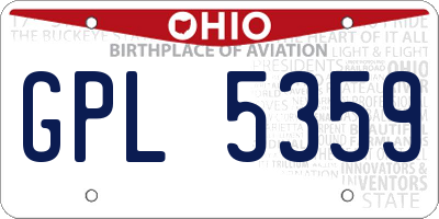 OH license plate GPL5359