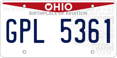 OH license plate GPL5361