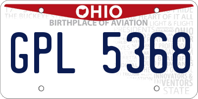 OH license plate GPL5368
