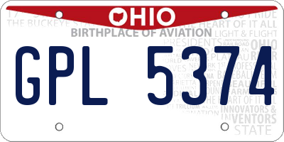 OH license plate GPL5374