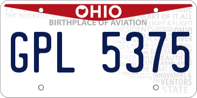 OH license plate GPL5375