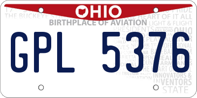 OH license plate GPL5376