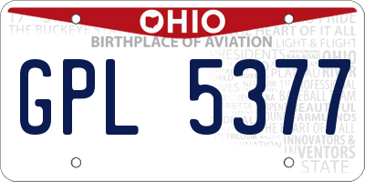 OH license plate GPL5377