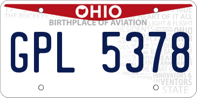 OH license plate GPL5378