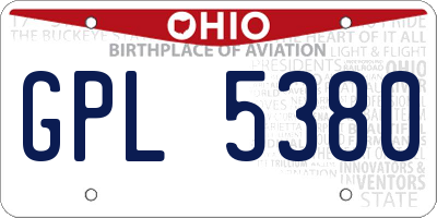 OH license plate GPL5380