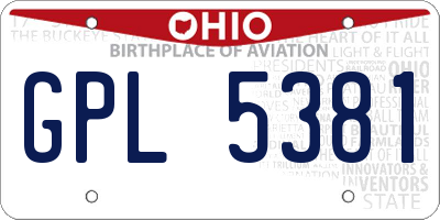 OH license plate GPL5381