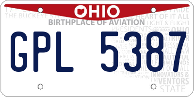 OH license plate GPL5387
