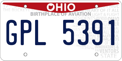 OH license plate GPL5391