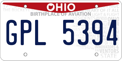 OH license plate GPL5394