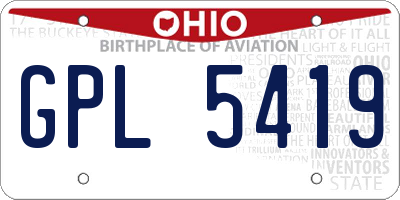 OH license plate GPL5419