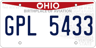 OH license plate GPL5433