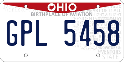 OH license plate GPL5458