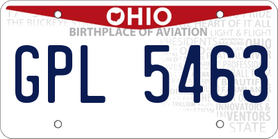 OH license plate GPL5463