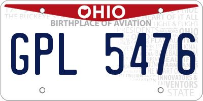 OH license plate GPL5476