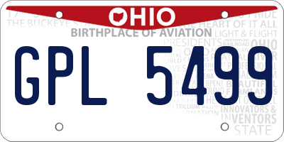 OH license plate GPL5499