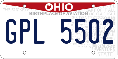 OH license plate GPL5502