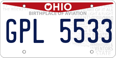 OH license plate GPL5533