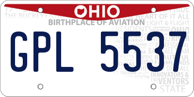 OH license plate GPL5537