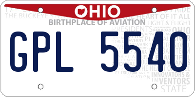 OH license plate GPL5540