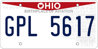 OH license plate GPL5617