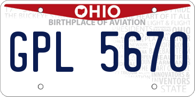 OH license plate GPL5670