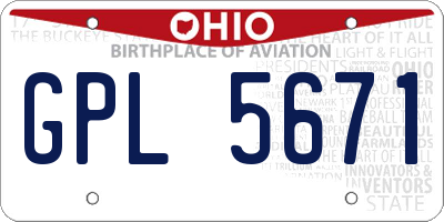 OH license plate GPL5671