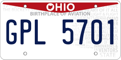 OH license plate GPL5701