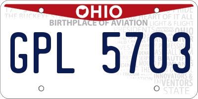 OH license plate GPL5703
