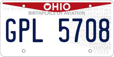 OH license plate GPL5708