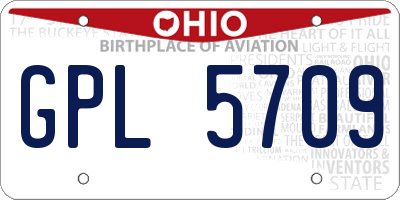 OH license plate GPL5709