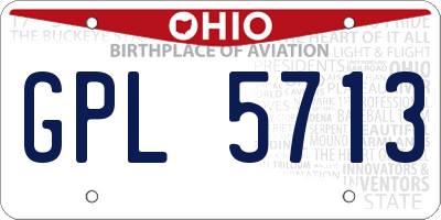 OH license plate GPL5713