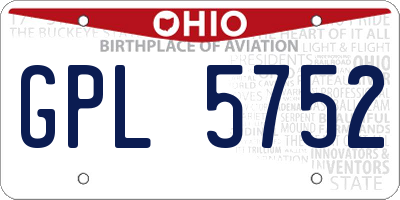 OH license plate GPL5752